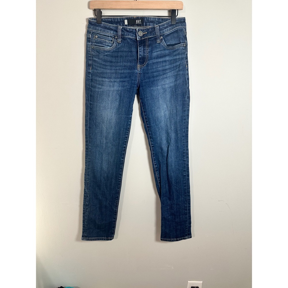KUT from the Kloth KP142MA1 Mid Rise Skinny Ankle Jeans Dark Wash Blue Womens 2